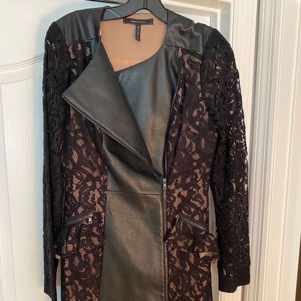 Black Leather & Lace Dress. NWT